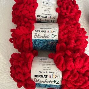 Bernat Alize Blanket-EZ Yarn - Bold Red/Grey and White